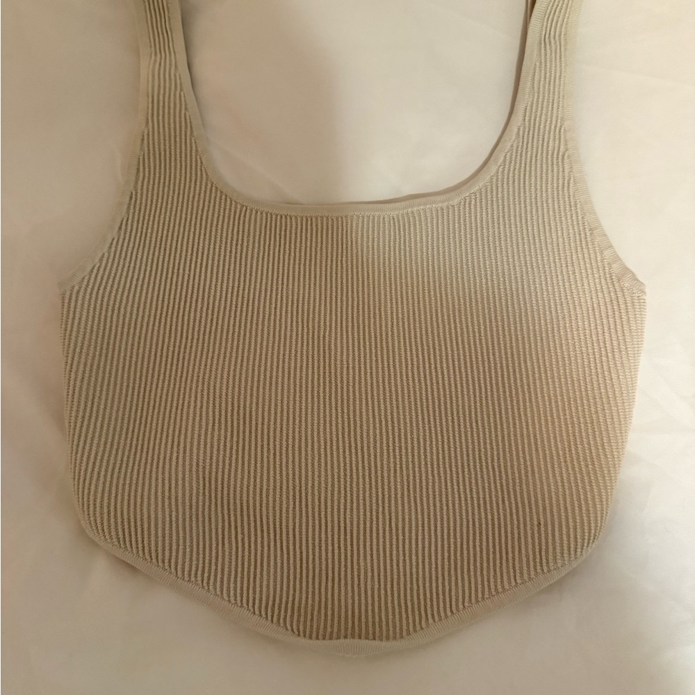 Babaton Cream Ribbed Knit Top